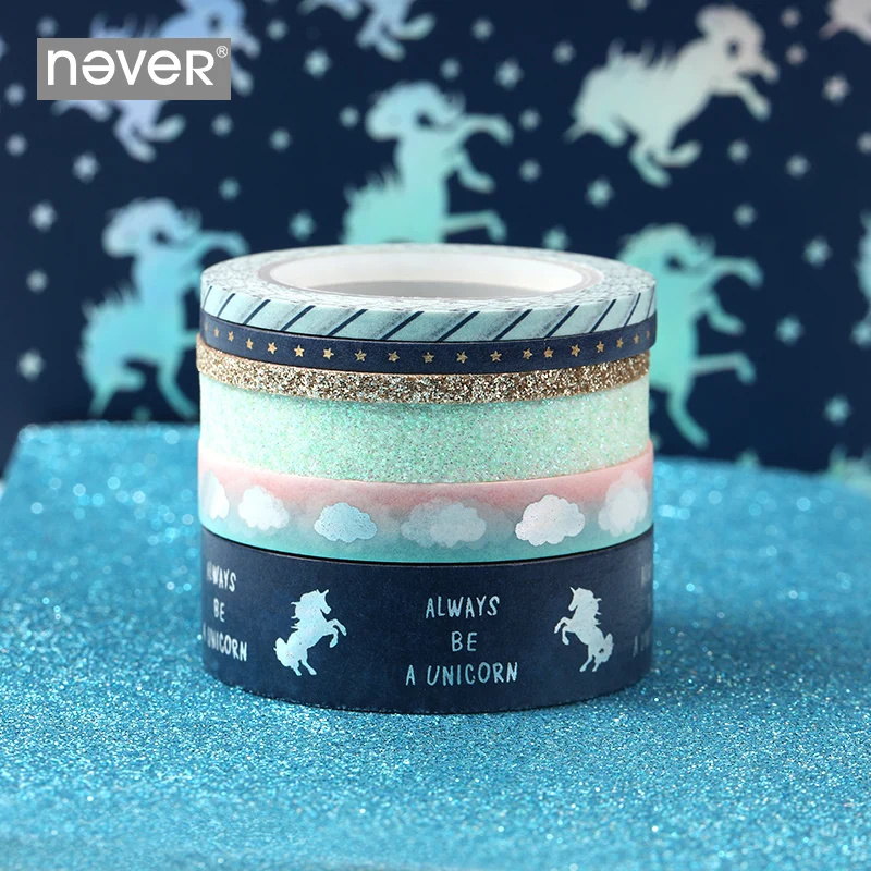 Never Unicorn серия Фольга Золотая серебряная Декоративный Рождественский скотч набор