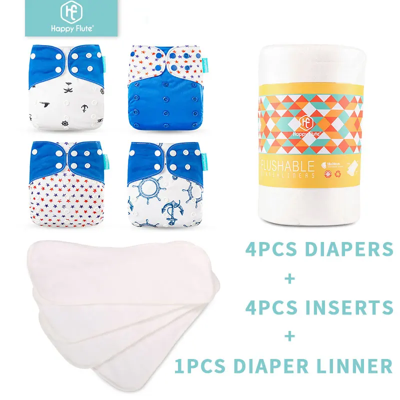 Low Price 4-Inserts--1 Disposable Diaper Happyflute 4-Diapers Baby Adjustable 3--15kg Linner-Size AANobJWAm