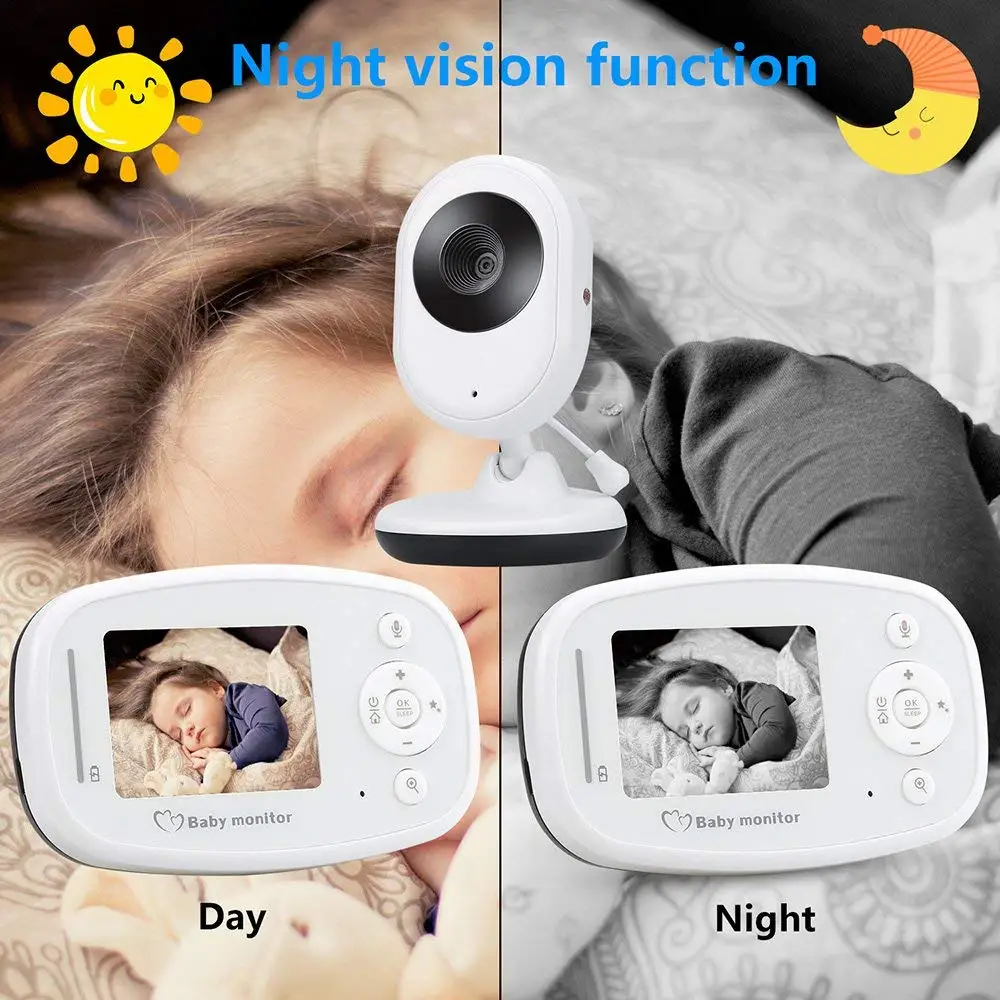 Bebek Kamera moniteur bebe 2,4 дюймов ЖК ИК ночной Светильник видения видеодомофон колыбельные монитор температуры 2X зум