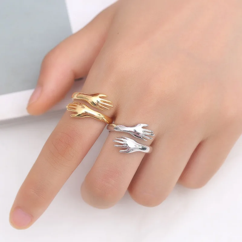 2021 New Romantic Hand Love Hug Ring Adjustment Cute Forever Open Finger Rings Lover Couple Wedding Jewelry Gift for Men Women | Украшения