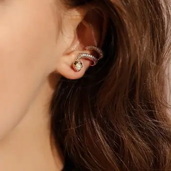 

Jewelry Snake Climbers Earrings Sterling Silver Ear Cuff For Women Charming Zircon Clip On Earrings Gold Earrings Jewelry