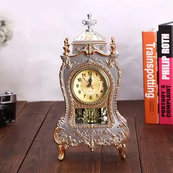 

1Pc Creative European Style Desk Clock Fashionable Decorative Table Clock Archaistic Clock Decor Musical Time Bell Home Decor