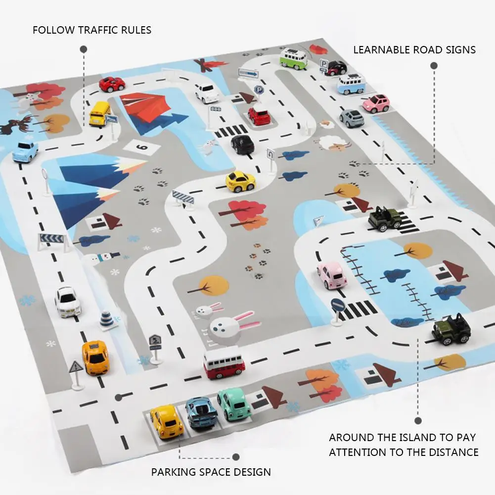 Children Traffic Parking Lot Map Game Pad Play Mat Car Carpet With Road For Children Game Pad Games Mat Children Plat Mats
