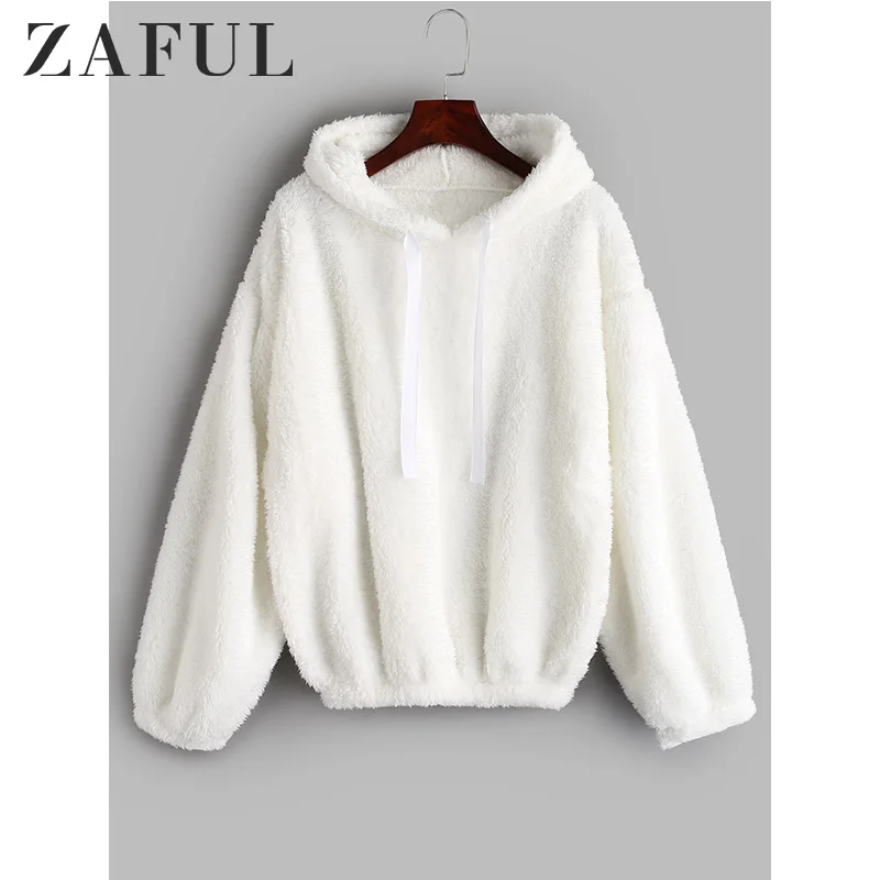 ZAFUL с опущенными плечами из искусственной овчины Толстовка плюшевая пушистая