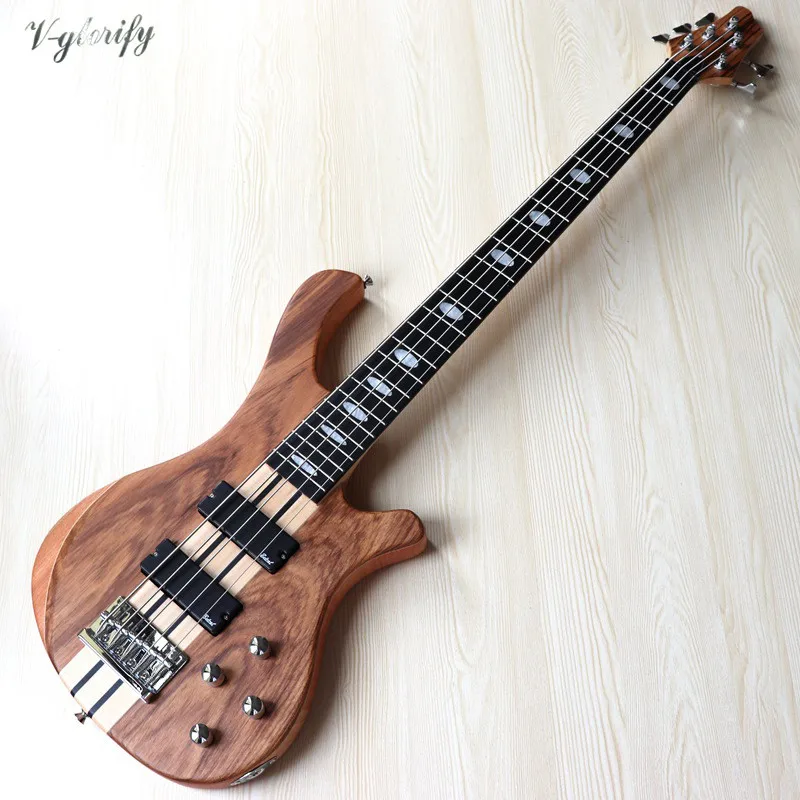 5 струн zebrawood top active neck through профессиональная электрическая бас гитара 43