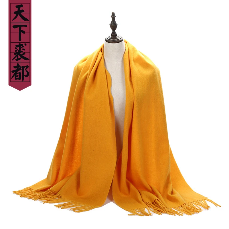 New Arrival Winter Soft Warm Genuine Cashmere Scarf Women Wool Scarves Solid color Poncho Muffler Female Shawl 200X70CM |