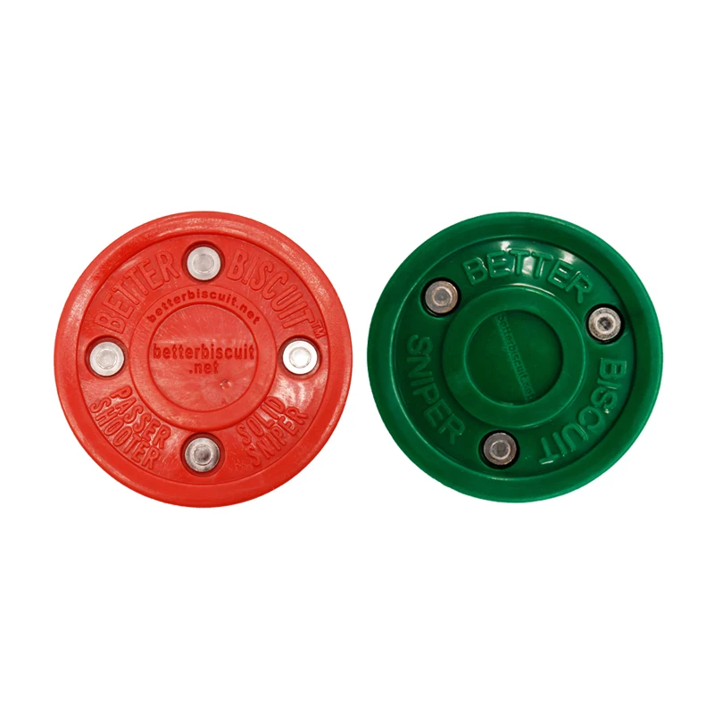 Red Green Biscuit Off-ice Hockey Training Pucks for Street Hockey Stickhandling Passing Puck