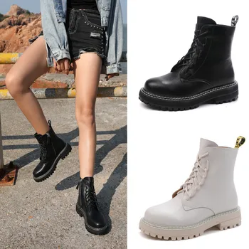 

Martin boots women's autumn winter 2020 new versatile and handsome net red high top thick bottom motorcycle short boots