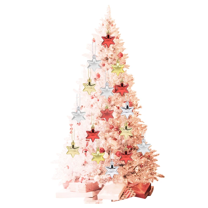 12pcs/lot Glitter Heart Star Pendant Christmas Tree Hanging Accessories Home Decorations DIY Christmas Festival Party Ornament christmas decorations