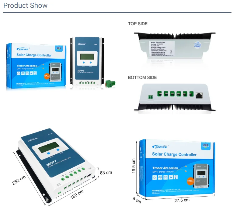 EPEVER MPPT Солнечный контроллер 40A, 12 V/24 V общее отрицательное заземление, макс PV 100 Входная мощность 520 W/12 V, 1040 W/24 V Tracer 4210an