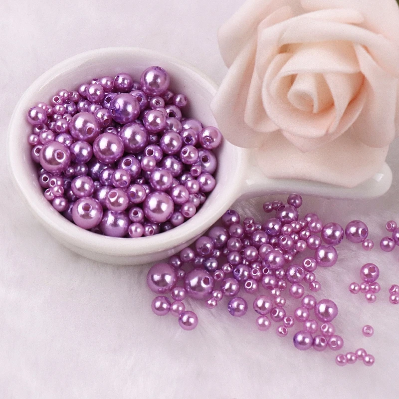 150-200Pcs Colorful ABS Imitation Pearls Mix 3-8mm Round Beads With Holes DIY Bracelet Charms Necklace Beads For Jewelry Making
