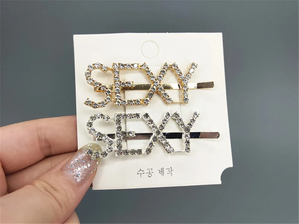 2PCS Shining SWEET LOVE SEXY Letter Hairpins Diamond Barrette Hair Clips For Girls Styling Tool Hairgrip Women Hair Accessories (14)