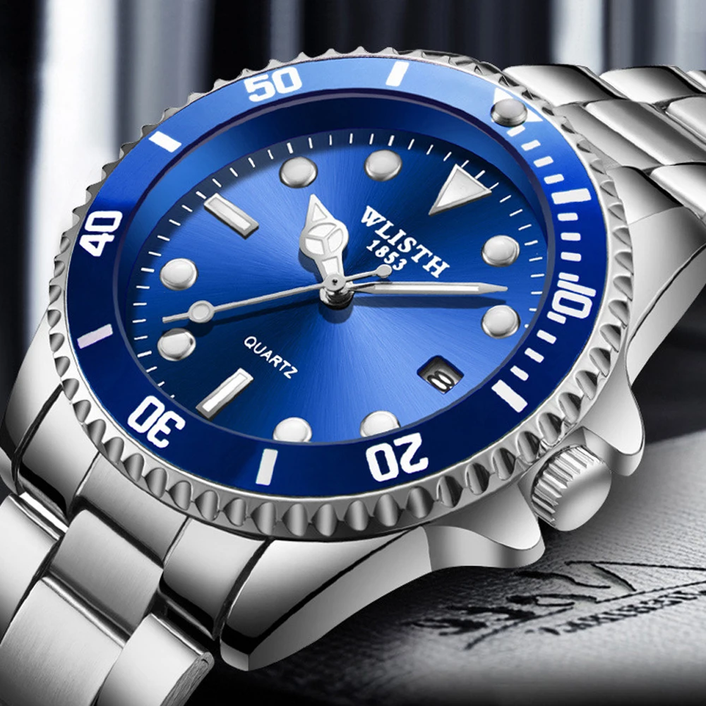 Часы наручные WLISTH Мужские кварцевые брендовые Роскошные повседневные