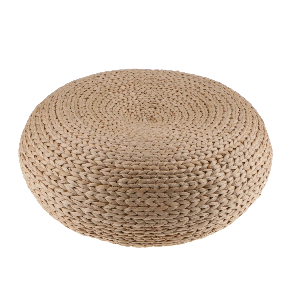 Handcrafted Eco-friendly Straw Woven Dia. 40cm Seat Pouf Yoga Meditation Mat