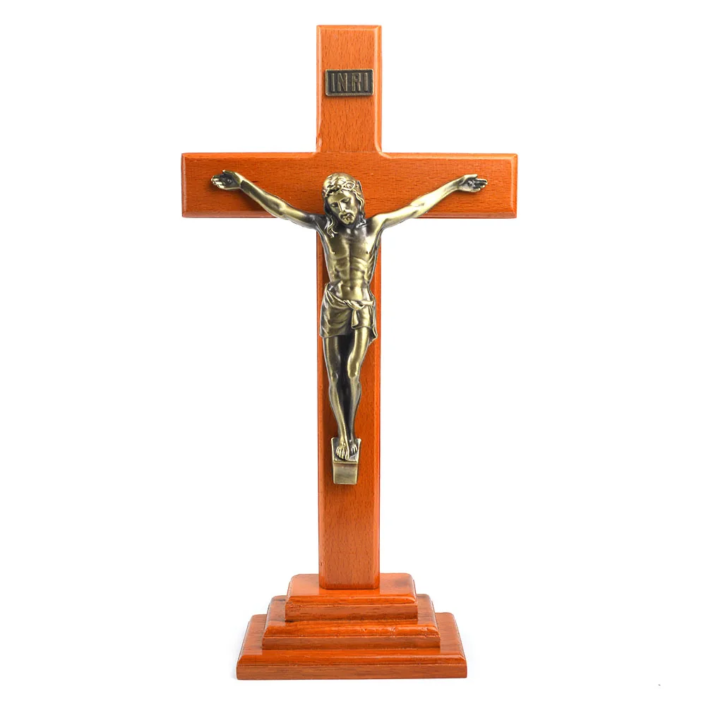 

Catholicism 350mm Wooden Cross Religious Church Decor Jesus Crucifix Statue