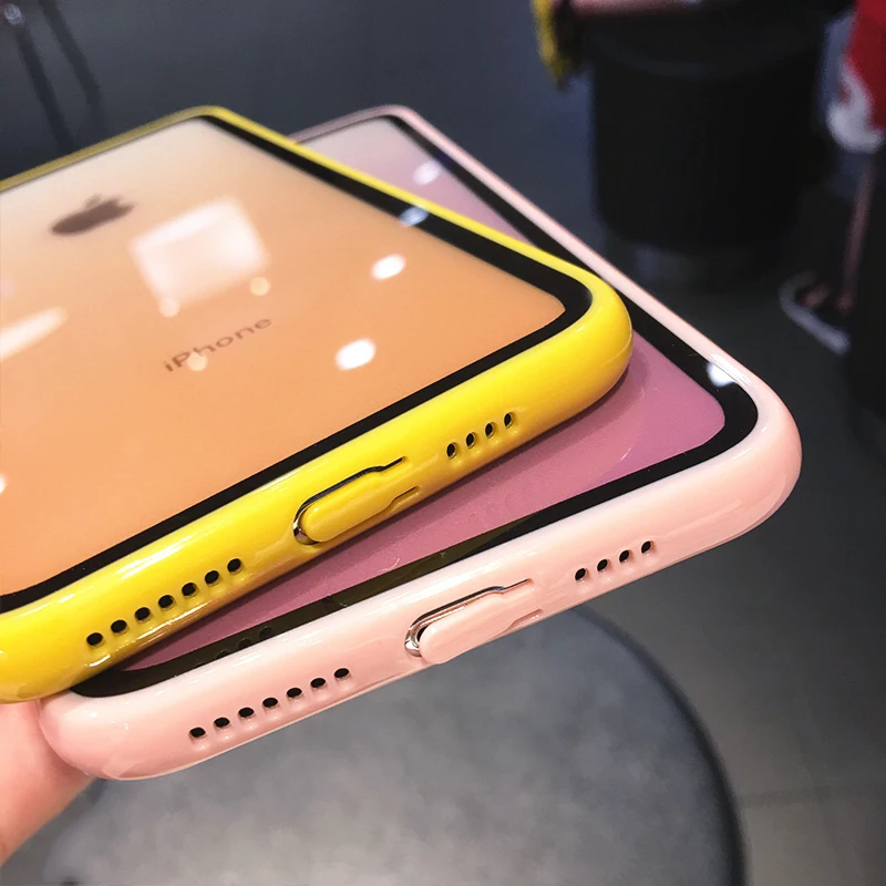 Радужные градиентные чехлы для телефонов iphone 11 XS Max X XR XS 6 6s 7 8 Plus, акриловый прозрачный защитный чехол для iphone 11 Pro