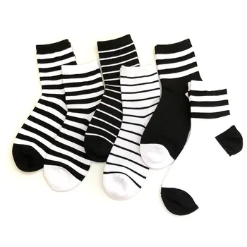 

Long Socks Women Patchwork Cotton Striped Woman Sock Happy Black White Standard Sox High Quality Ladies Spring Trendy Lady Meias
