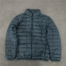 Повседневный зимний мужской женский пуховик со стоячим воротником, однотонный Тонкий теплый пуховик, реальные фотографии, свободная Модная парка размера плюс 6XL