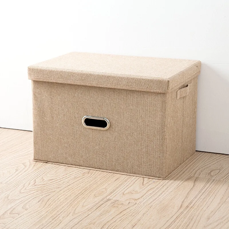 Квадратная Складная хлопковая и льняная одежда коробка для хранения шкаф прямоугольные сумки-органайзеры с крышкой портативный контейнер - Цвет: 3