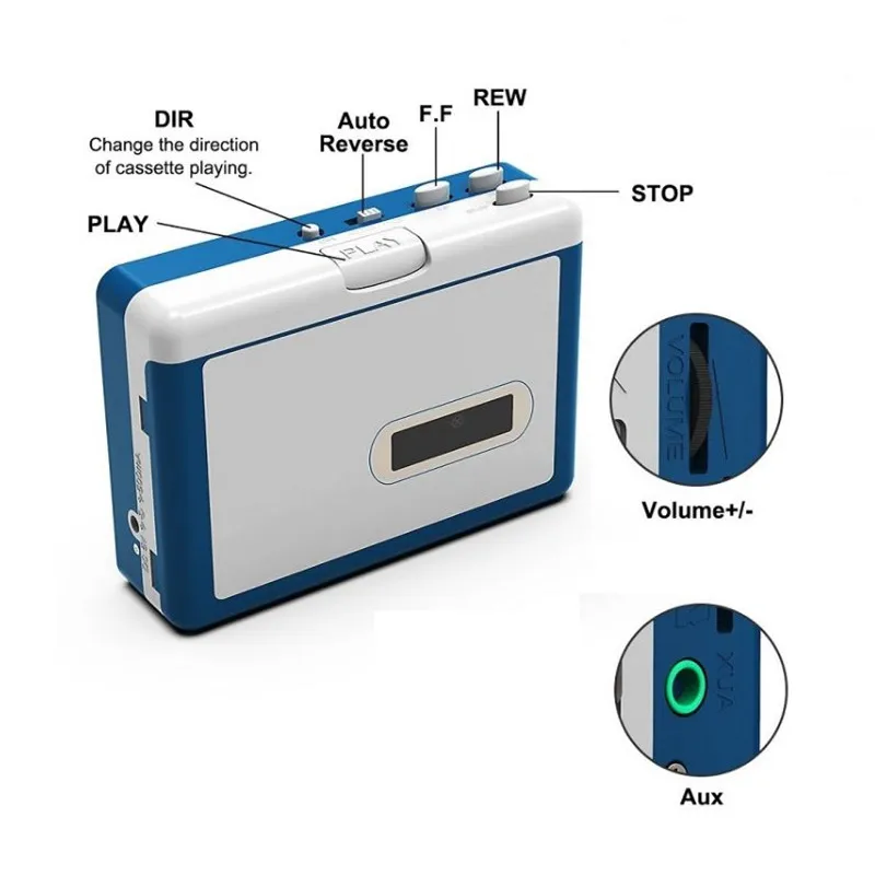 Portable Personal Walkman Bluetooth Cassette Player ezcap215 Transmit Retro Tape Music