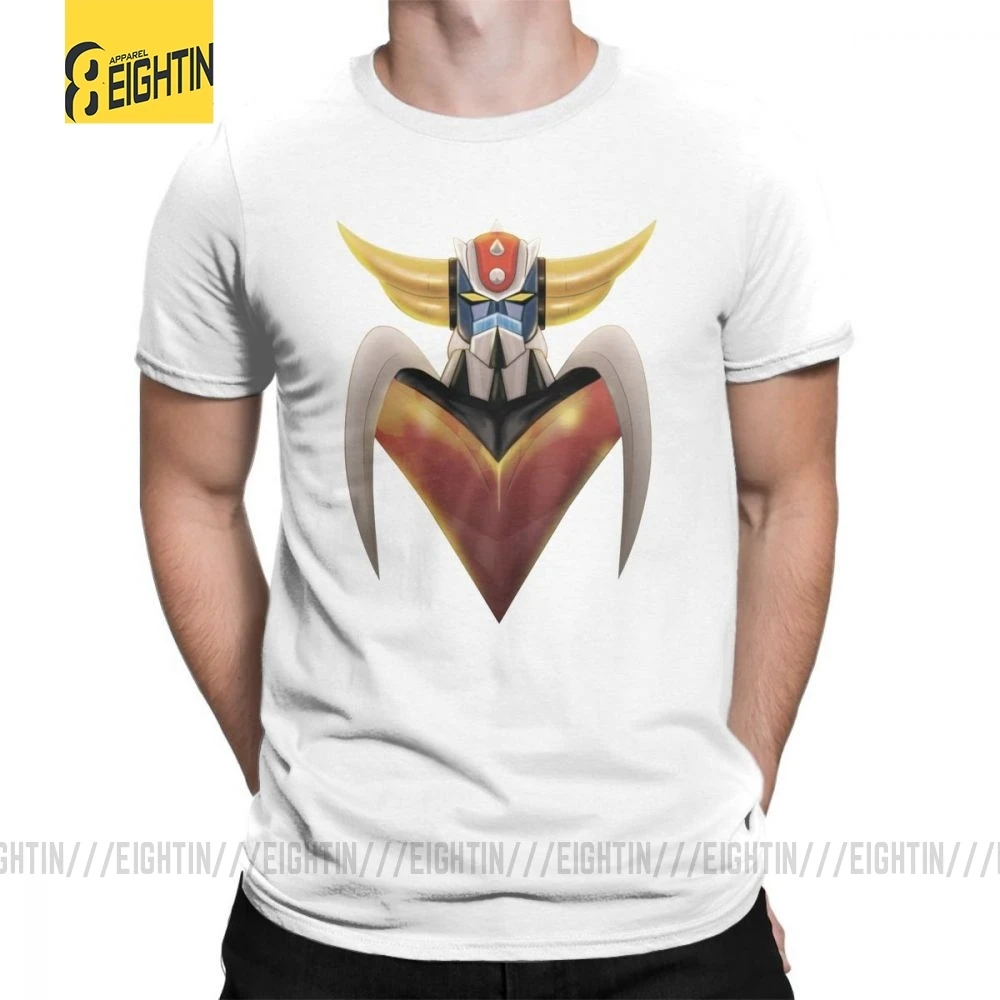 UFO ROBO Grendizer тройники с коротким рукавом мужские футболки очищенный хлопок Crewneck Футболка досуг печать размера плюс Мультфильм стильный - Цвет: Белый