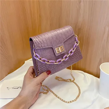 

Crocodile Pattern Design Crossbody bags For Women 2020 Summer Mini PU Leather Chain Shoulder Handbags Small Cross body