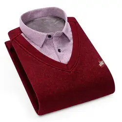 Aoliwen Мужская зимняя теплая рубашка свитер кардиган рубашка воротник кардиган сочетание кашемир фланель мужская домашняя служба платье