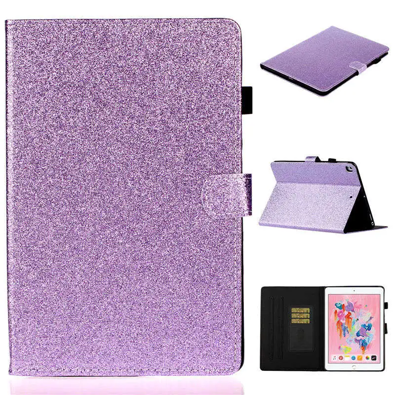 Блестящий чехол для iPad 10,2, чехол для Apple iPad 7th Generation A2200 A2198 A2232, чехол для Funda, подставка для планшета, оболочка+ подарок - Цвет: Purple