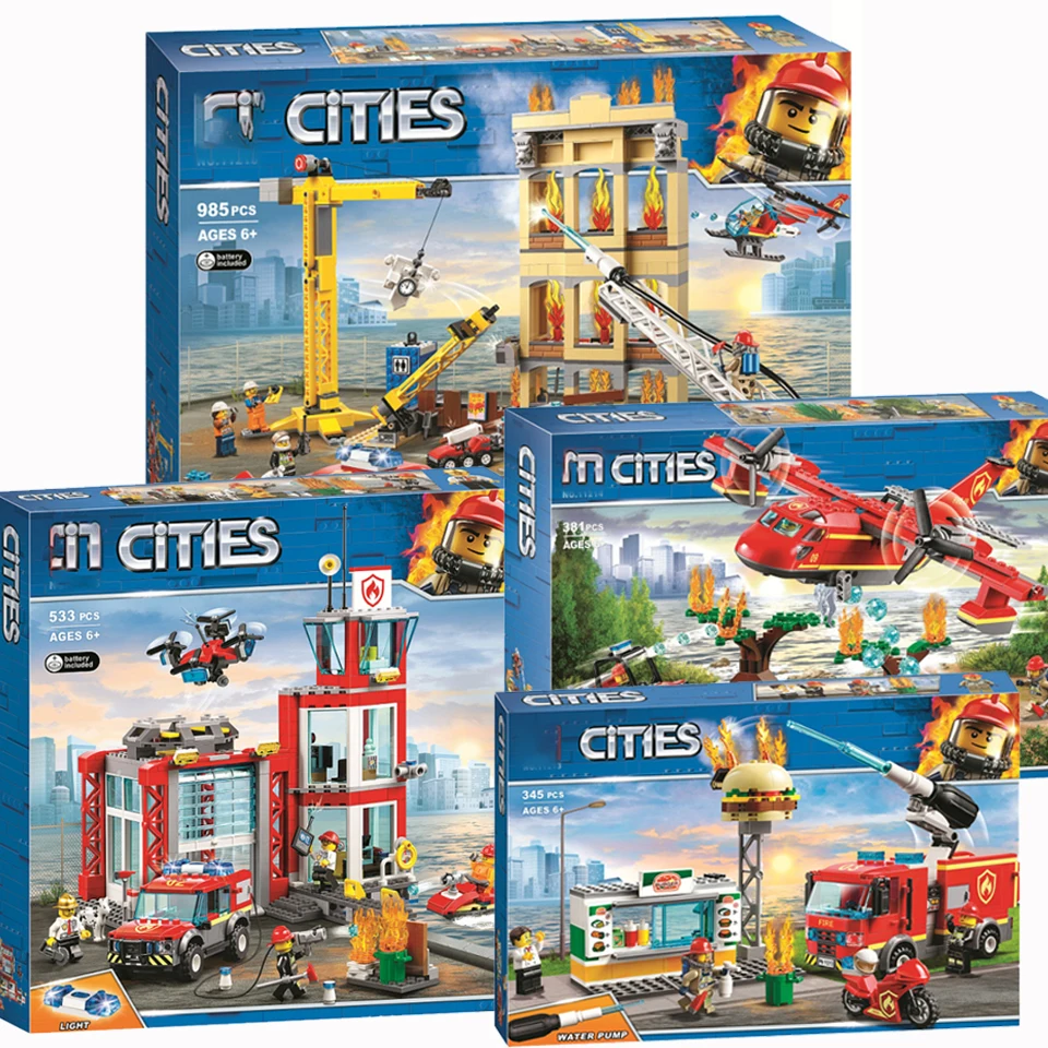 

NEW 60110 Compatible lepinblock City Series 60216 The Fire Station Model Building Block Brick Toy For Boy xmas Gift