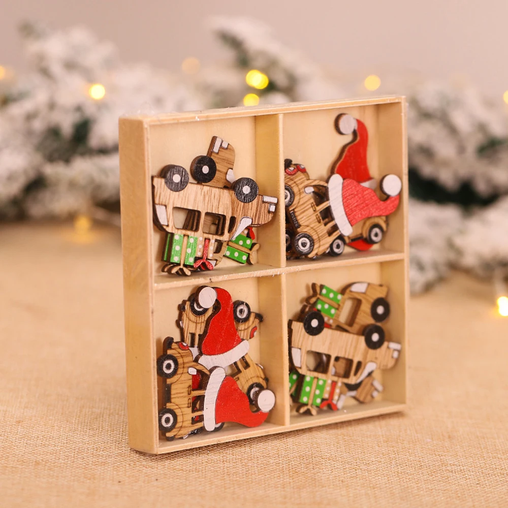 Merry Christmas Wooden Pendants Santa Claus Snowflakes Christmas Tree Hanging Decor 2025 Christmas New Year Home Decorations