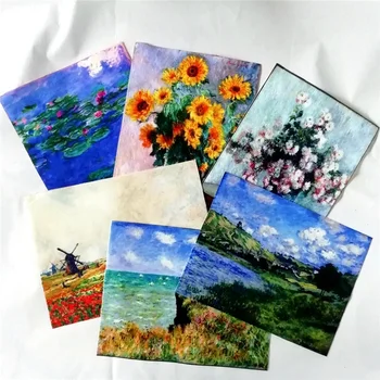 

NEW 15*20cm mix6 Mona oil painting mini fabric Sewing Craft Patchwork Scrapbooking Fabric For Purse Canvas HandDyed Fabric SL172