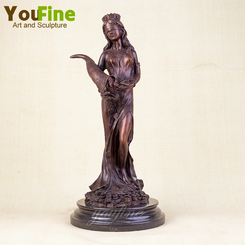 

65 см Бронзовая статуя Tyche, большая богиня удачи, бронзовая скульптура, Fate and Fortune Lady Luck, художественная Статуэтка для домашнего декора