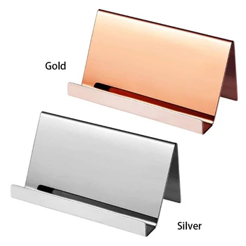 

2020 new High-End Stainless Steel Business Name Card Holder Display Stand Rack Desktop Table Organizer 2 Colors