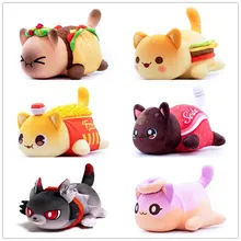 

2022 New Meows Aphmau Plush Doll Coke French Fries Burgers Bread Sandwiches Food Cat Plushie Sleeping Pillow Children's
