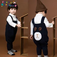 Новые детские комбинезоны на осень и зиму, Модный комбинезон с рисунком для мальчиков и девочек, милые детские штаны