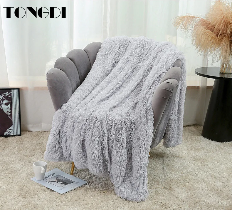 

TONGDI Plush Blanket Soft Warm Elegant Fannel Fleece Woolen Blanket Solid Decor For Girl Winter Couch Cover Bed Sofa Bedspread