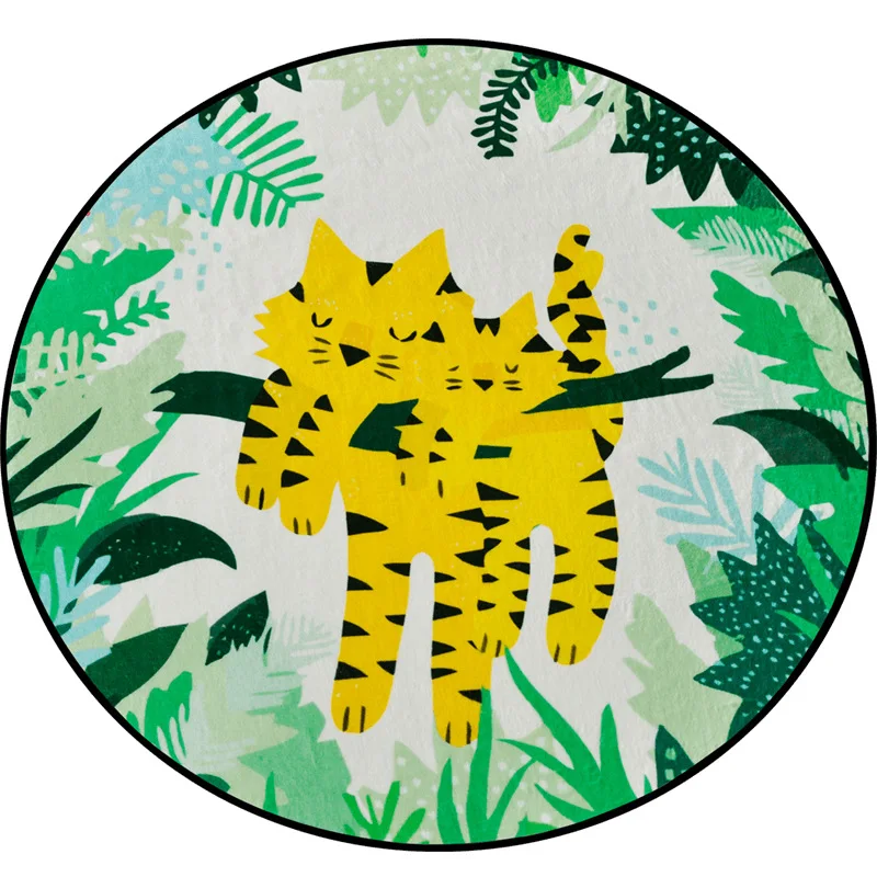 

Tropical Green Leaf Animal Carpet Floor Mat Children's Bedroom Room Hanging Basket round Mat Home Computer Chair Floor Mat