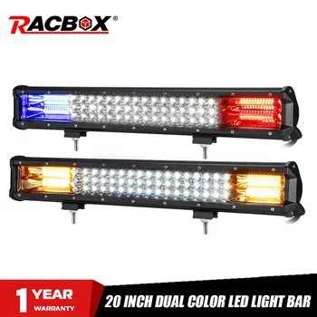 

20 Inch Offroad LED Light Bar Dual Color White Amber Blue Red Spot Flood Warning Strobe LED Work Lamp For Truck ATV SUV 4X4 UTV