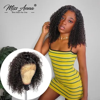 

Missanna Jerry Curly Lace Front Human Hair Wigs With Baby Hair Brazilian Remy Hair Short Curly Bob Wig For Women Pre-Plucked Wig