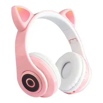 

Bluetooth Headphones glowing cute LED Cat Ear Paw Girls Gift Kids Headset Wireless HIFI Stereo Bass