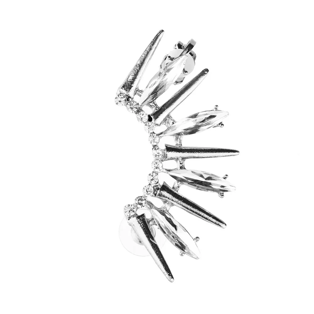 Модные серьги Cyrstal в стиле панк, заклёпки, запонки для ушей, модный инкрустированный стразами, сплав, серьги, готические вечерние украшения, клипсы