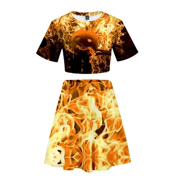 

Halloween 3D Printed Women Two Piece Set Casual Summer Crop Top+Skirt Hot Sale 2019 Trendy Streetwear Clothes