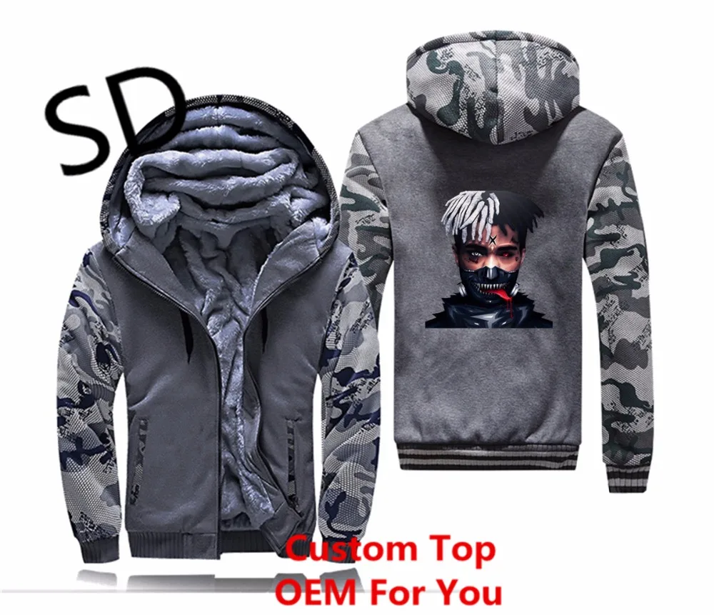 Дропшиппинг 3D толстовки Xxxtentacion толстовка мужская мода спандекс принт хип хоп толстовки камуфляжная куртка на молнии Верхняя одежда Топ
