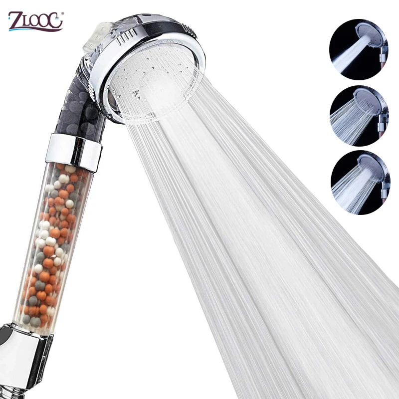 Zloog-Cabezal de ducha de baño de 3 modos, ahorro de agua de alta presión, filtro de aniones, boquilla de SPA de ducha, cabezal de ducha puro