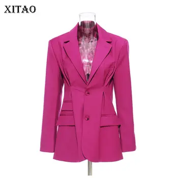 

XITAO Waist Single Breast Blazer Fashion New 2020 Spring Elegant Pocket Small Fresh Goddess Fan Minority Style Coat DMY4219