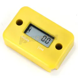 Digital Motorcycle Hour Counter Meter - Inductive Engine Timer with LCD Display for ATV and Dirt Bike Accessories (Yellow)
