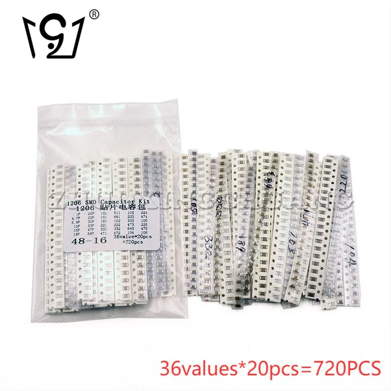 7 20PCS образпосылка электронных компонентов посылка 1206 Чип конденсатора обычно