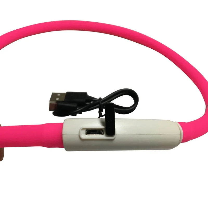USB Перезаряжаемый безопасный предупреждающий светодиодный ошейник для собаки Регулируемый силиконовый ошейник для повторного размера
