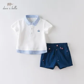 

DBS12702 dave bella summer baby boys fashion striped pockets clothing sets kids handsome short sleeve sets children 2 pcs suit