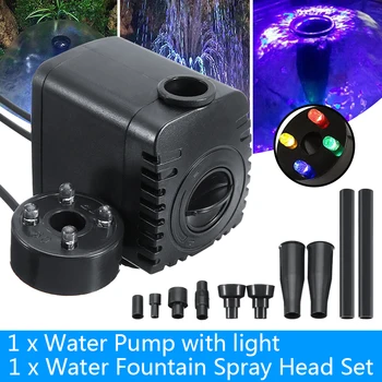 

8W Submersible Fountain Pump Garden Pond Fountain Waterfall with 4 LED Light For Garden Pond Water Pump Aquarium Fountain